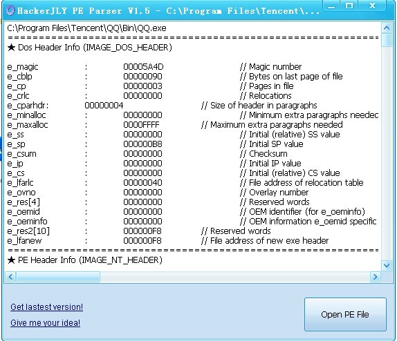 Windows 7 HackerJLY_PE_Parser 1.0.1.7 full